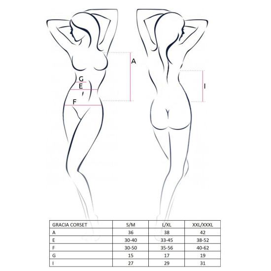Корсет с пажами и трусиками, полупрозрачный, черный Gracia Corset Black Passion, XXL/XXXL