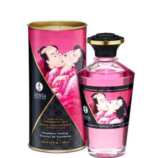 Розігріваюче їстівне масажне масло з малиновим смаком Shunga Aphrodisiac Warming Oil Raspberry Feeling, 100 ml