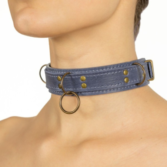Премиум ошейник из натуральной кожи в подарочной упаковке, голубой Lovecraft Premium Collar Blue, S
