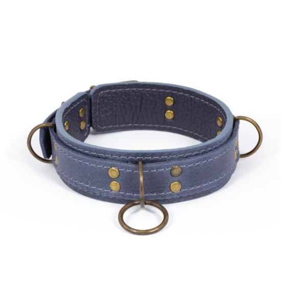 Премиум ошейник из натуральной кожи в подарочной упаковке, голубой Lovecraft Premium Collar Blue, S