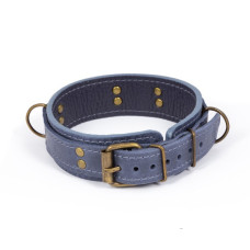 Премиум ошейник из натуральной кожи в подарочной упаковке, голубой Lovecraft Premium Collar Blue, S