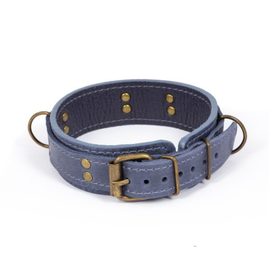 Премиум ошейник из натуральной кожи в подарочной упаковке, голубой Lovecraft Premium Collar Blue, S