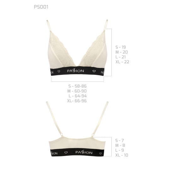 Эластичный топ с кружевом Passion PS001 Top Ecru, XL