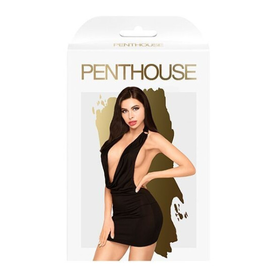 Мини-платье с хомутом и глубоким декольте, черное Penthouse Heart Rob Black, M/L