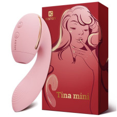 Вакуумний вібратор вагінально-кліторальний, рожевий KisToy Tina Mini Pink