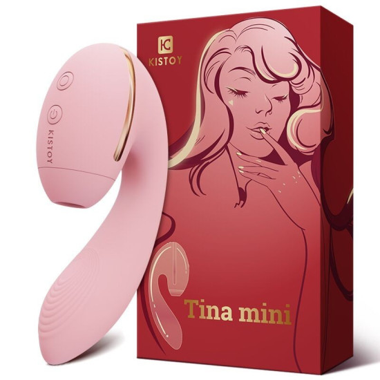 Вакуумний вібратор вагінально-кліторальний, рожевий KisToy Tina Mini Pink