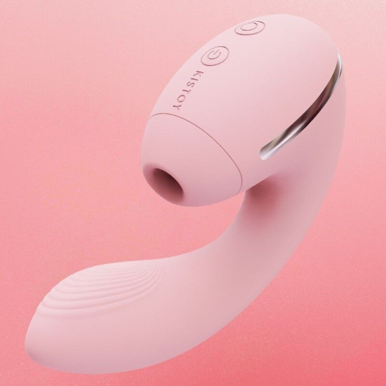 Вакуумний вібратор вагінально-кліторальний, рожевий KisToy Tina Mini Pink