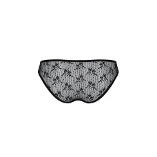 Трусики-сліпи з мереживною сіточкою, чорні Passion Dina Thong, XXL/XXXL