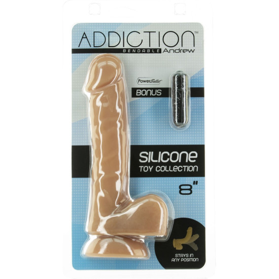 Реалістичний фалоімітатор, довжина 20,3 см, діаметр 3,9 см Addiction Andrew 8″ Bendable Silicone Dong Caramel