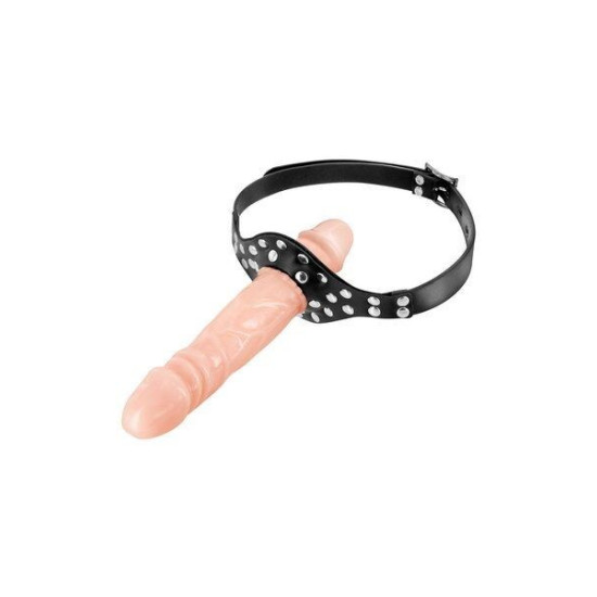 Кляп із подвійним фалоімітатором, колір плоті Fetish Tentation Double Penis Gag Flesh