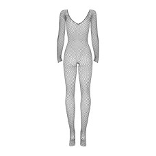 Чорний сітчастий бодістокінг з довгим рукавом (комбінезон) Obsessive Bodystocking N109 Black, S/M/L