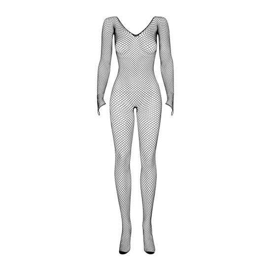 Чорний сітчастий бодістокінг з довгим рукавом (комбінезон) Obsessive Bodystocking N109 Black, S/M/L
