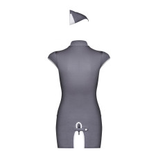 Серый эротический костюм стюардессы (платье, стринги) Obsessive Stewardess 3pcs Costume Grey, L/XL