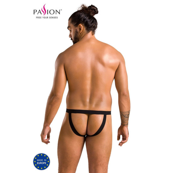 Мужские слипы на шнуровке из экокожи с люверсами, черные Passion 044 Slip Ben Black, L/XL