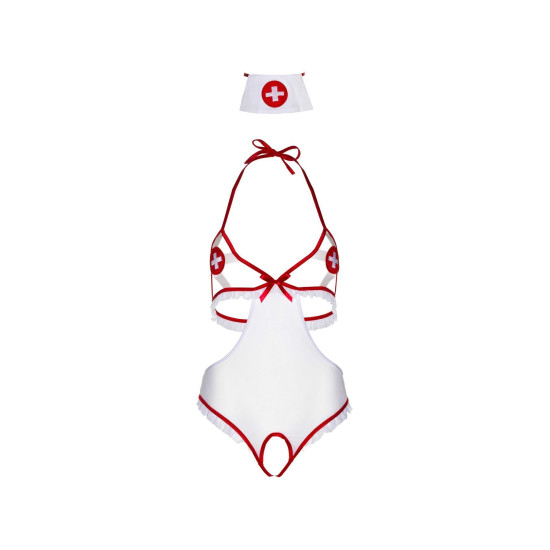Костюм медсестры (боди, шапочка), белый Leg Avenue Naughty Nurse, One Size