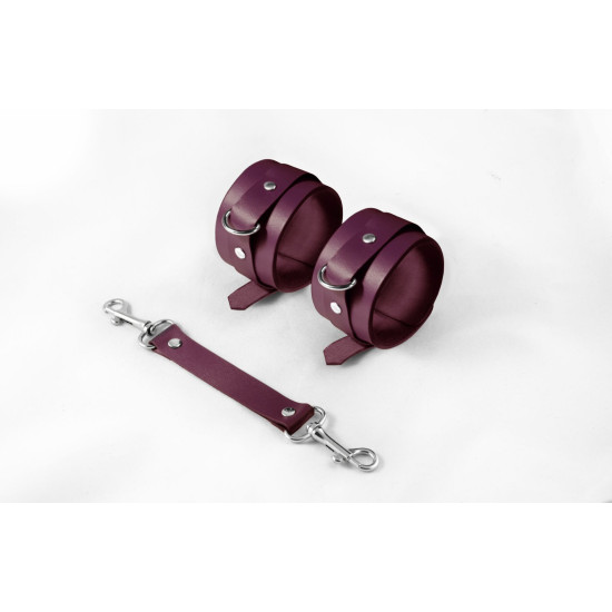 Шкіряні БДСМ наручники, бордові Feral Feelings Hand Restraints
