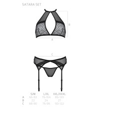 Комплект білизни (топ, пояс для панчіх, стрінги), червоний Passion Satara Set Red, L/XL
