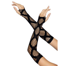 Довгі мітенки з великої сітки, чорні Leg Avenue Faux Wrap Net Arm Warmers Black, One Size
