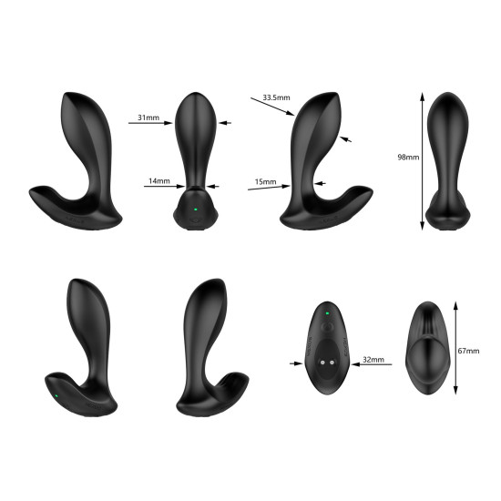 Анальна пробка з вібрацією, діаметр 3,3 см, довжина 9,8 см Nexus DUO Remote Control Beginner Butt Plug Small Black