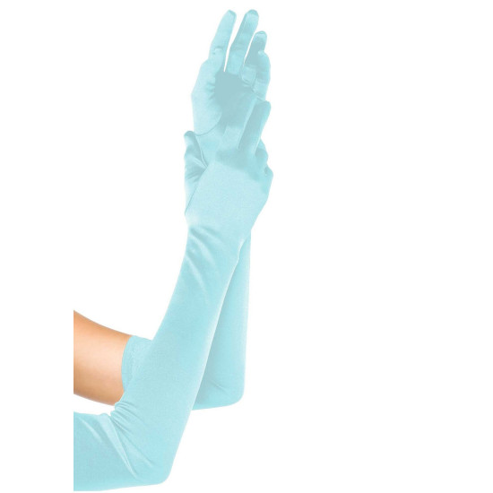 Длинные атласные перчатки, светло-голубые Leg Avenue Extra Long Satin Gloves Light Blue, One Size