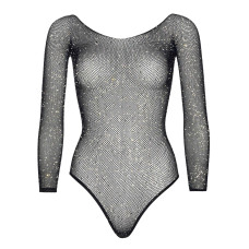 Сітчасте боді зі стразами, чорне Leg Avenue Crystalized Fishnet Bodysuit Black, One Size