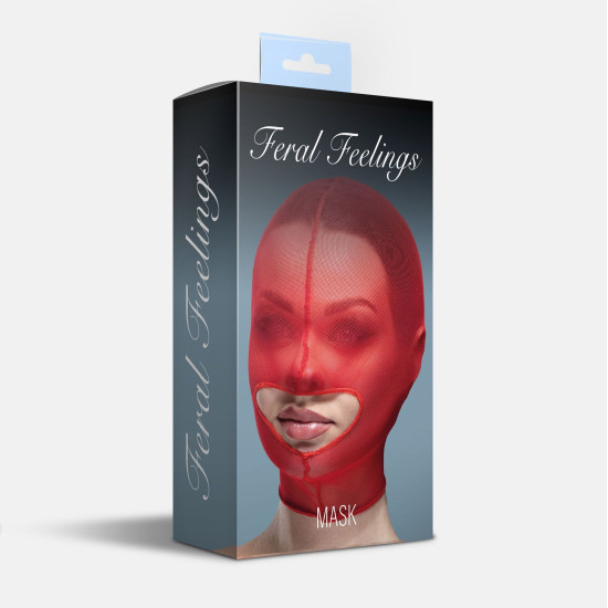 Маска-сетка с открытым ртом, красная Feral Feelings Hood Mask Red