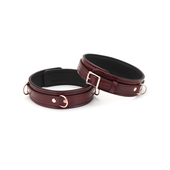 Шкіряні фіксатори для стегон, бордові Liebe Seele Wine Red Thigh Cuffs, S
