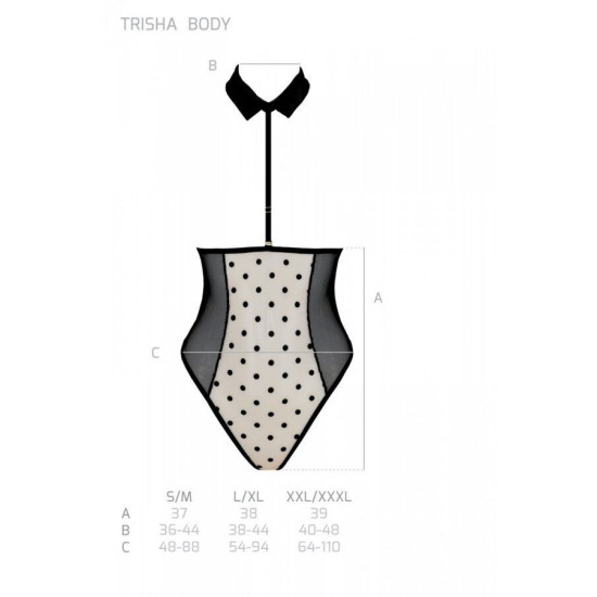 Еротичне боді з відкритими чашками, бежеве Passion Trisha Body Beige, L/XL
