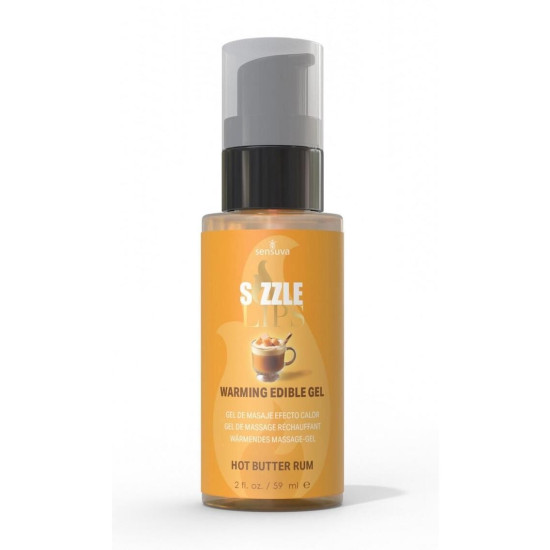 Съедобный согревающий массажный гель со вкусом сливочного рома Sensuva Sizzle Lips Butter Rum, 59 ml