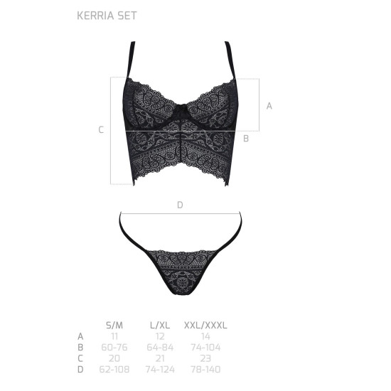 Комплект, чорний Passion KERRIA SET black, S/M