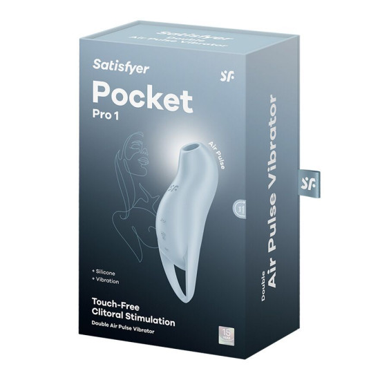 Вакуумный клиторальный стимулятор с вибрацией, синий Satisfyer Pocket Pro 1 Blue