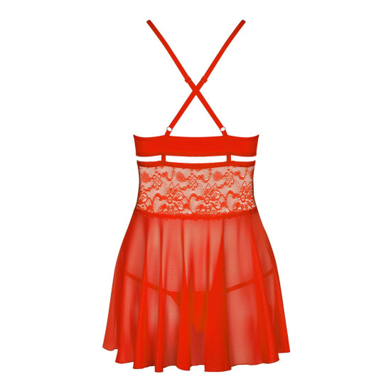 Бэби-долл с трусиками, красный Obsessive 838-BAB-3 Babydoll & Thong Red, L/XL