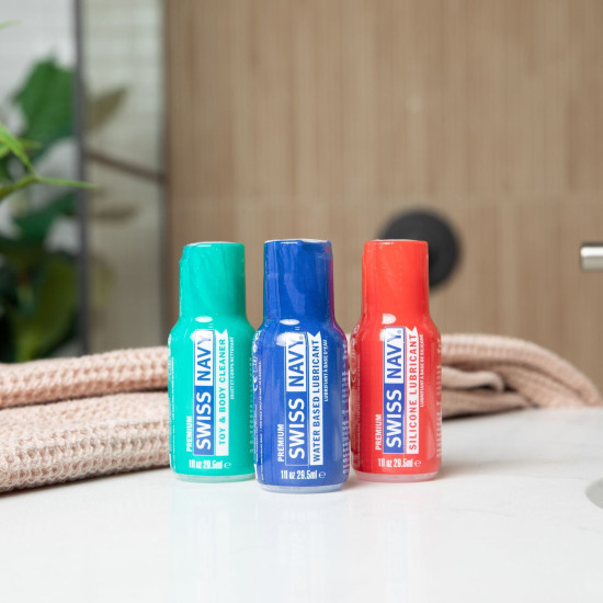 Набор смазок (на водной основе, на силиконовой основе и очиститель) Swiss Navy Essentials Variety Pack, 3 х 30 ml