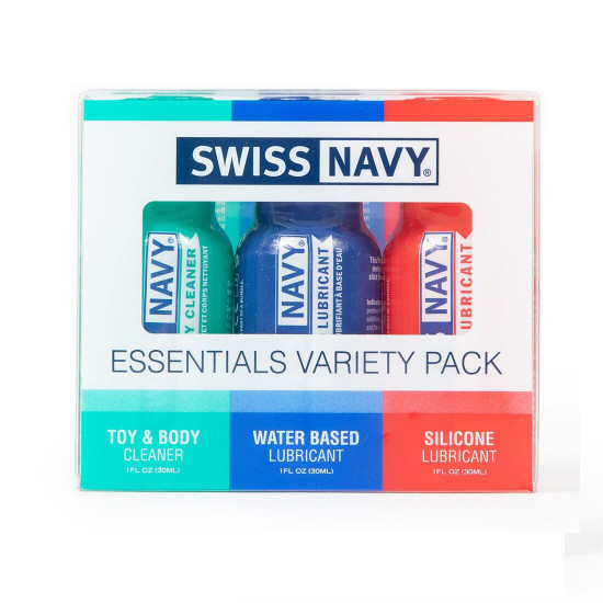 Набор смазок (на водной основе, на силиконовой основе и очиститель) Swiss Navy Essentials Variety Pack, 3 х 30 ml