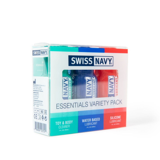 Набор смазок (на водной основе, на силиконовой основе и очиститель) Swiss Navy Essentials Variety Pack, 3 х 30 ml