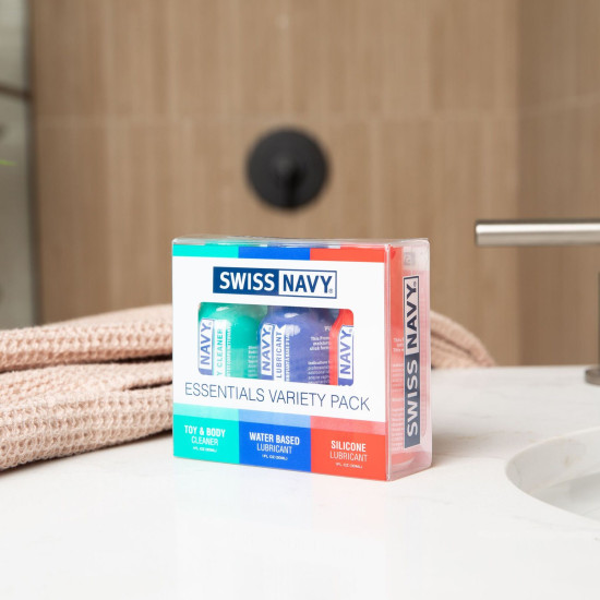 Набор смазок (на водной основе, на силиконовой основе и очиститель) Swiss Navy Essentials Variety Pack, 3 х 30 ml