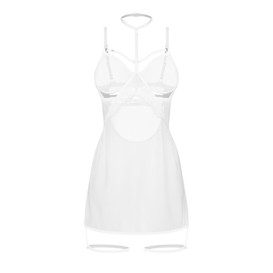 Соблазнительный бэби-долл с кружевами, белый Obsessive Arrowel Chemise White, S/M