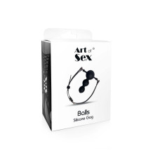 Силиконовый кляп из экокожи, черный Art Of Sex Balls