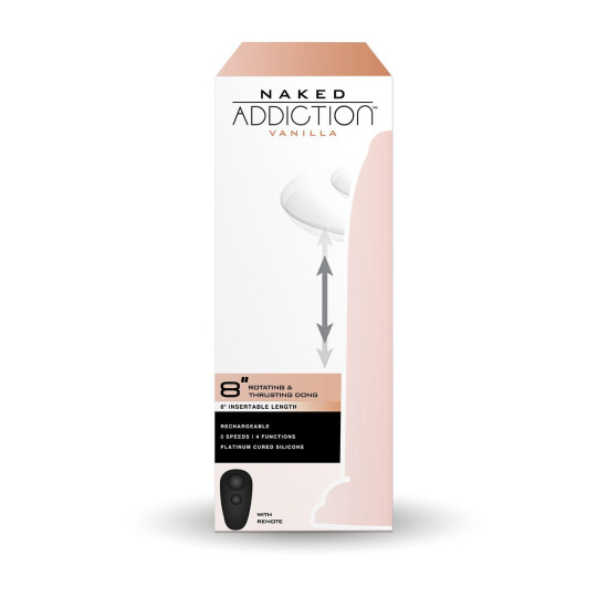 Фалоімітатор з ротацією та пульсацією, ванільний Naked ADDICTION 8″ Rotating & Thrusting Dong Vanilla