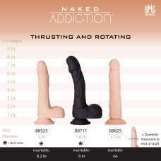 Фалоімітатор з ротацією та пульсацією, ванільний Naked ADDICTION 8″ Rotating & Thrusting Dong Vanilla