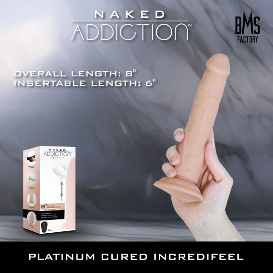 Фалоімітатор з ротацією та пульсацією, ванільний Naked ADDICTION 8″ Rotating & Thrusting Dong Vanilla
