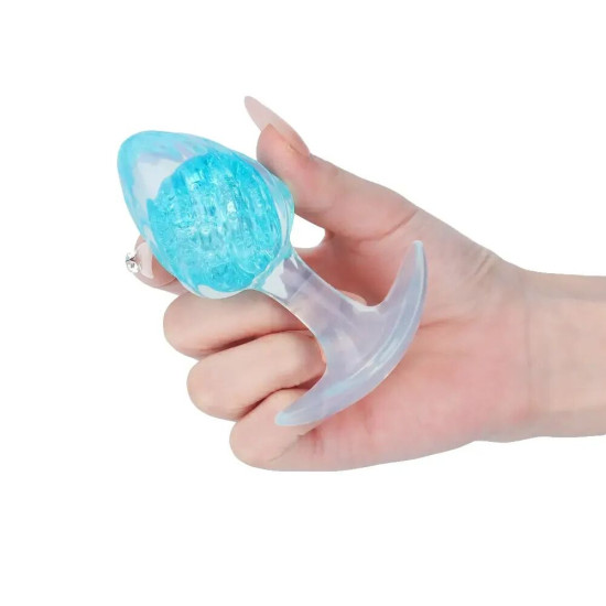 Анальна пробка у формі морозива, синя Liebe Seele Icecream-shaped Crystal Anal Plug - Blue, розмір M