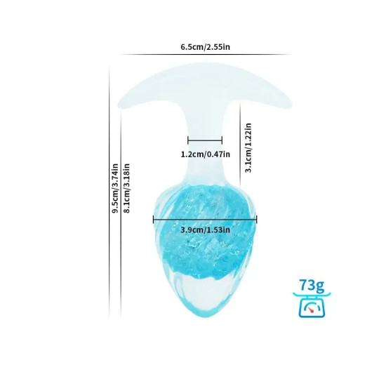 Анальна пробка у формі морозива, синя Liebe Seele Icecream-shaped Crystal Anal Plug - Blue, розмір M