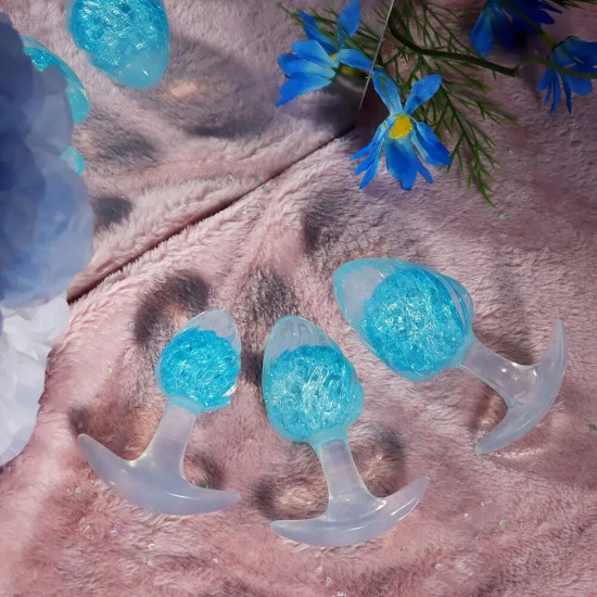 Анальна пробка у формі морозива, синя Liebe Seele Icecream-shaped Crystal Anal Plug - Blue, розмір M