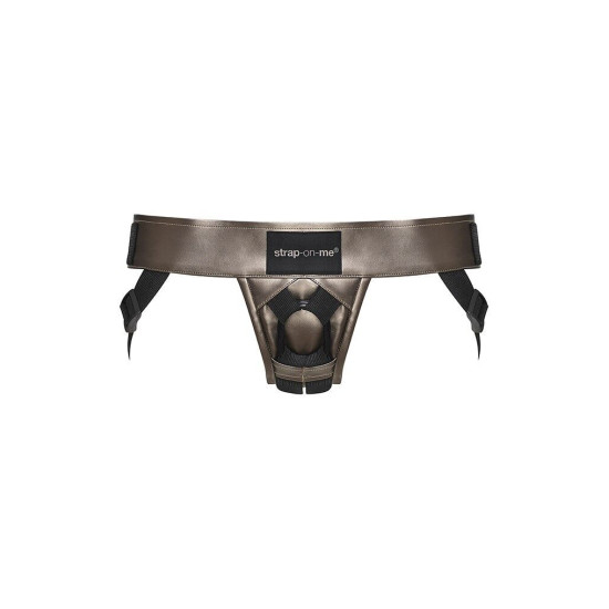 Трусы для страпона из экокожи, черные (мятая упаковка) Strap-On-Me Leatherette Harness Curious
