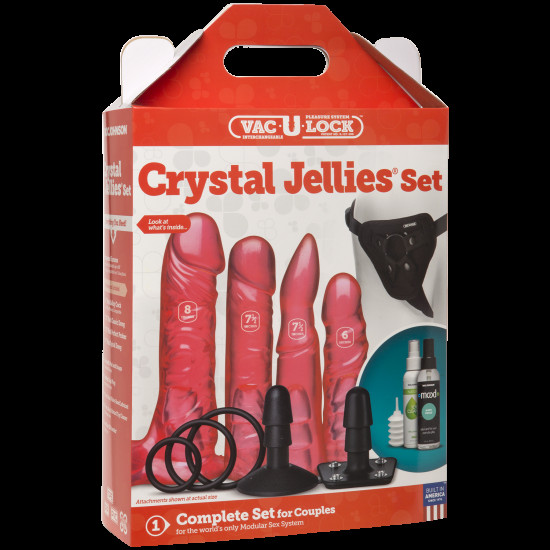 Набор для страпона (ремень, насадка) мятая упаковка Doc Johnson Vac-U-Lock Crystal Jellies Set