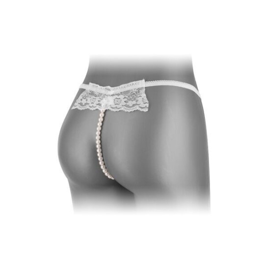 Трусики-стринги с жемчужной ниткой, белые Fashion Secret KATIA White