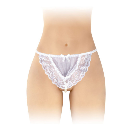 Трусики-стринги с жемчужной ниткой, белые Fashion Secret KATIA White