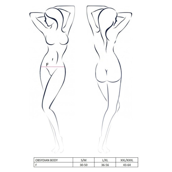Боді монокіні чорного кольору OBSYDIAN BODY Passion, XXL/XXXL