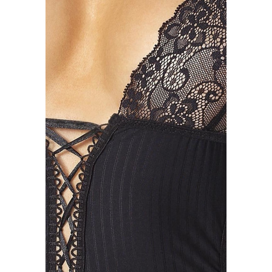 Боди монокини с глубоким декольте, чёрное ZOJA BODY Black, L/XL